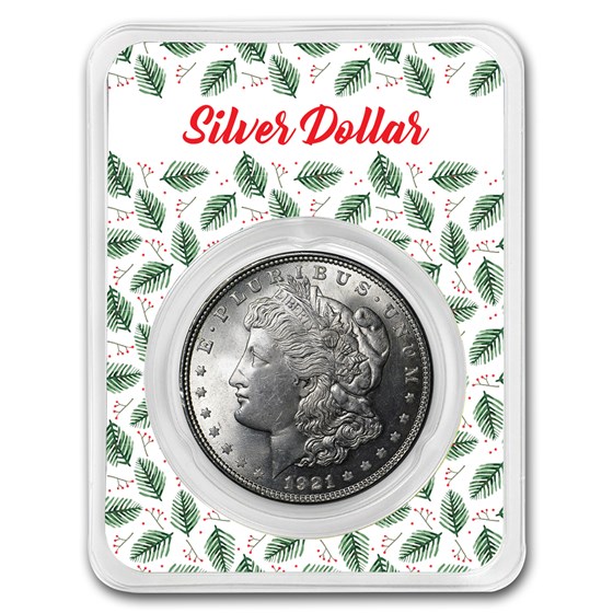 1921 Morgan Silver Dollar BU - w/Merry Christmas Card 1921 Morgan Silver Dollar BU - w/Merry Christmas Card