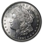 1921 Morgan Silver Dollar BU - w/Snowy Birds Card