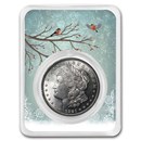 1921 Morgan Silver Dollar BU - w/Snowy Birds Card