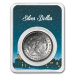 1921 Morgan Silver Dollar BU - w/Snowy Village Card