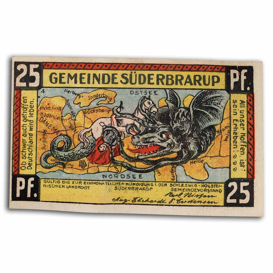大学 割引 Buy 1921 Notgeld Süderbrarup 25 Pfennig Dragon attacking その他