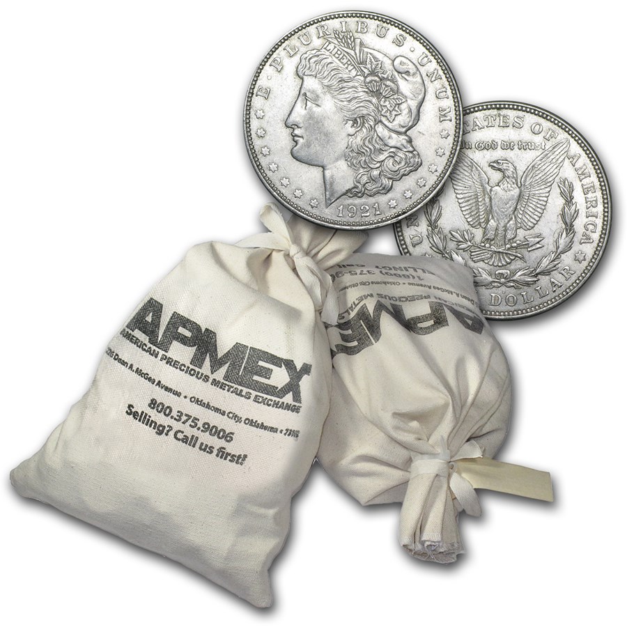 1921 P, D, or S Mint Morgan Dollars 1000-Coin Bag VG-XF