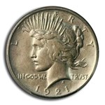 1921 Peace Dollar AU-50 PCGS