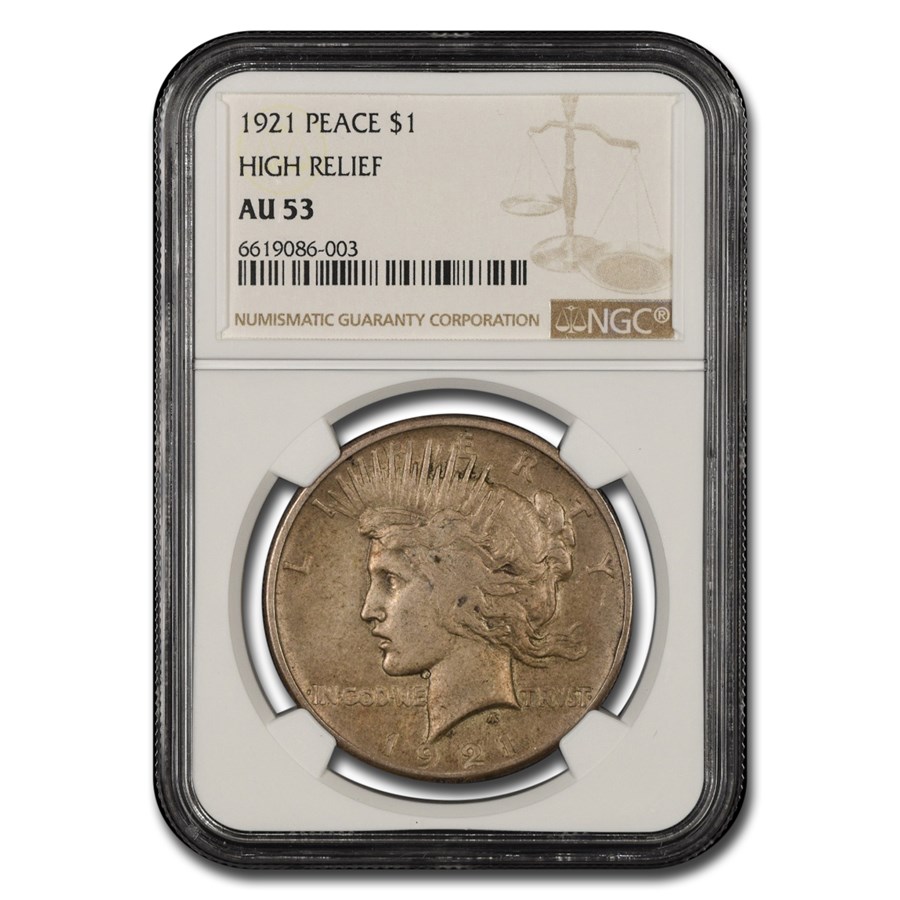 1921 Peace Dollar AU-53 NGC