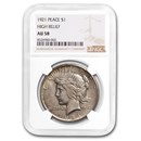 1921 Peace Dollar AU-58 NGC