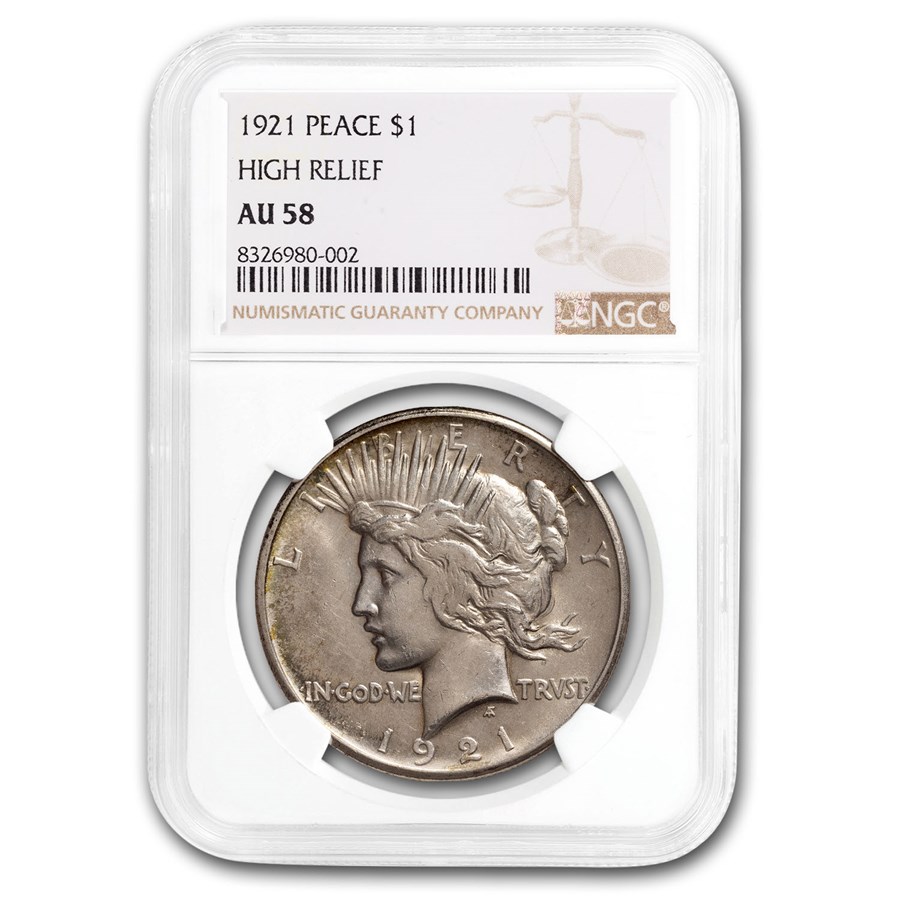 1921 Peace Dollar AU-58 NGC