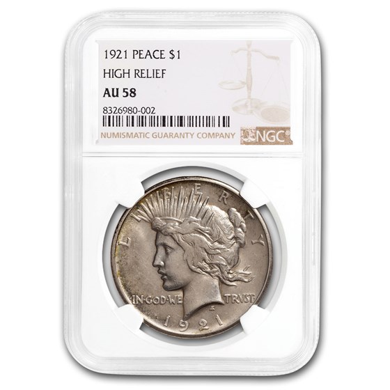 1921 Peace Dollar AU-58 NGC 1921 Peace Dollar AU-58 NGC