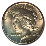 1921 Peace Dollar AU-58 PCGS