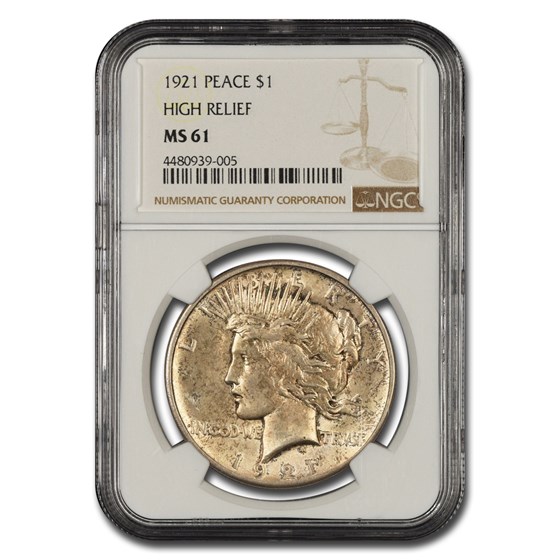 1921 Peace Dollar MS-61 NGC 1921 Peace Dollar MS-61 NGC
