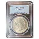 1921 Peace Dollar MS-62 PCGS