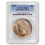 1921 Peace Dollar MS-63 PCGS (Toned)