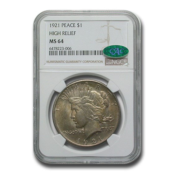 1921 Peace Dollar MS-64 NGC CAC 1921 Peace Dollar MS-64 NGC CAC
