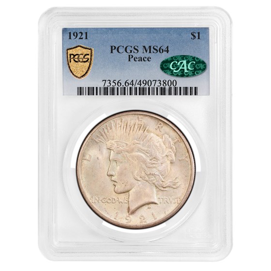 1921 Peace Dollar MS-64 PCGS CAC 1921 Peace Dollar MS-64 PCGS CAC