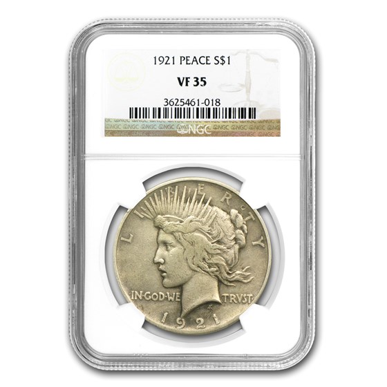 1921 Peace Dollar VF-35 NGC 1921 Peace Dollar VF-35 NGC