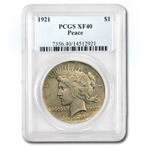 1921 Peace Dollar XF-40 PCGS 1921 Peace Dollar XF-40 PCGS