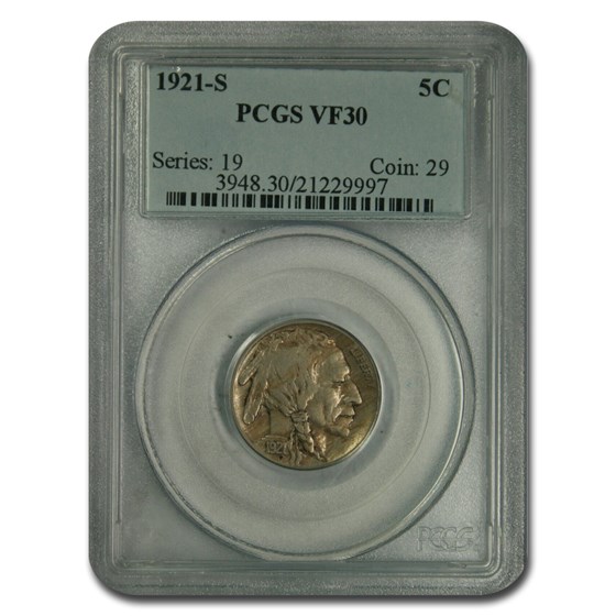 1921-S Buffalo Nickel VF-30 PCGS 1921-S Buffalo Nickel VF-30 PCGS