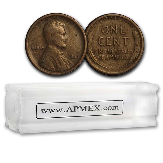 1921-S Lincoln Cent 50-Coin Roll Avg Circ 1921-S Lincoln Cent 50-Coin Roll Avg Circ