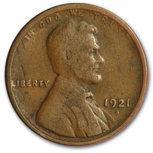 1921-S Lincoln Cent Good/VG 1921-S Lincoln Cent Good/VG