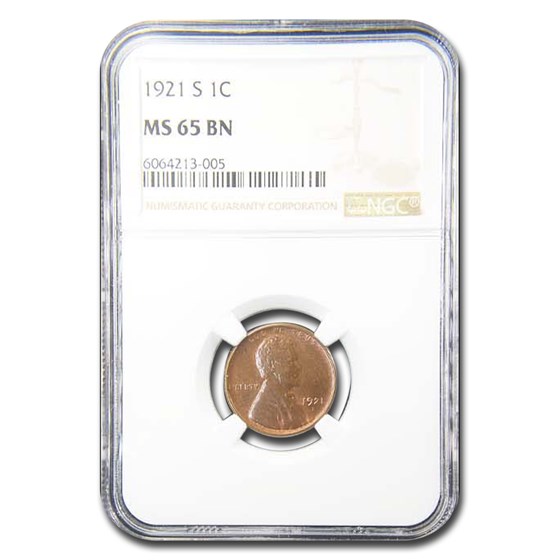 1921-S Lincoln Cent MS-65 NGC (Brown)