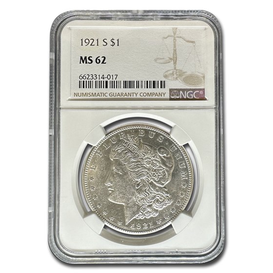 1921-S Morgan Dollar MS-62 NGC 1921-S Morgan Dollar MS-62 NGC