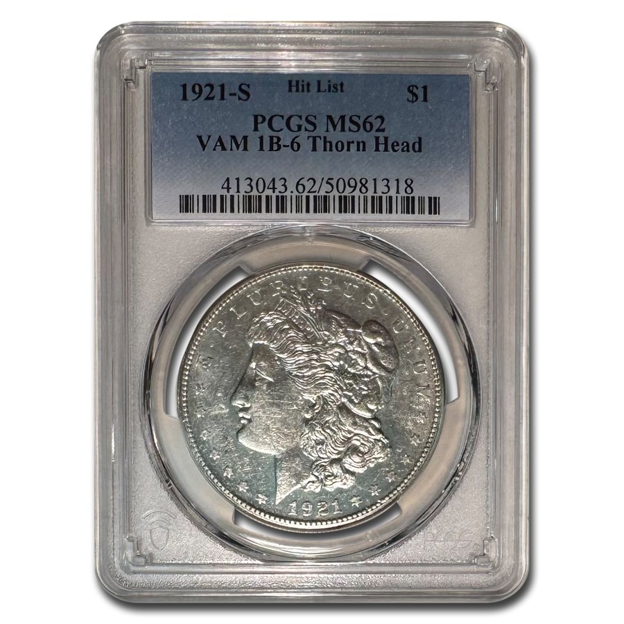 1921-S Morgan Dollar MS-62 PCGS (VAM-1B, Thornhead)