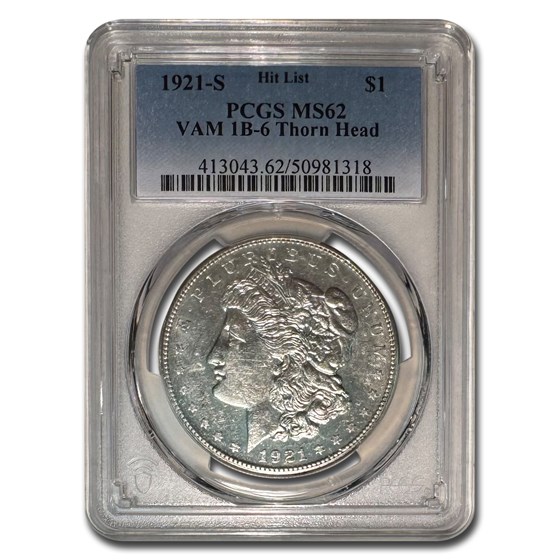 1921-S Morgan Dollar MS-62 PCGS (VAM-1B, Thornhead) 1921-S Morgan Dollar MS-62 PCGS (VAM-1B, Thornhead)
