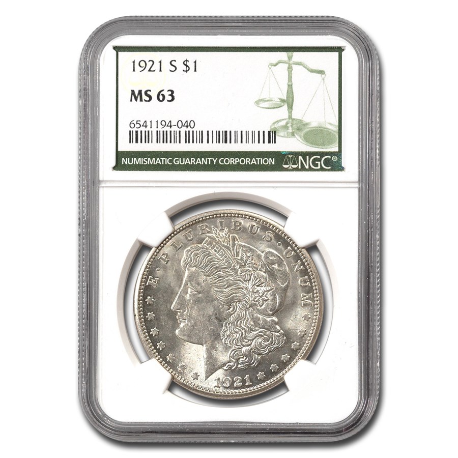 1921-S Morgan Dollar MS-63 NGC (Green Label)