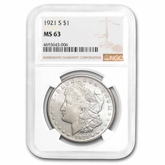1921-S Morgan Dollar MS-63 NGC 1921-S Morgan Dollar MS-63 NGC