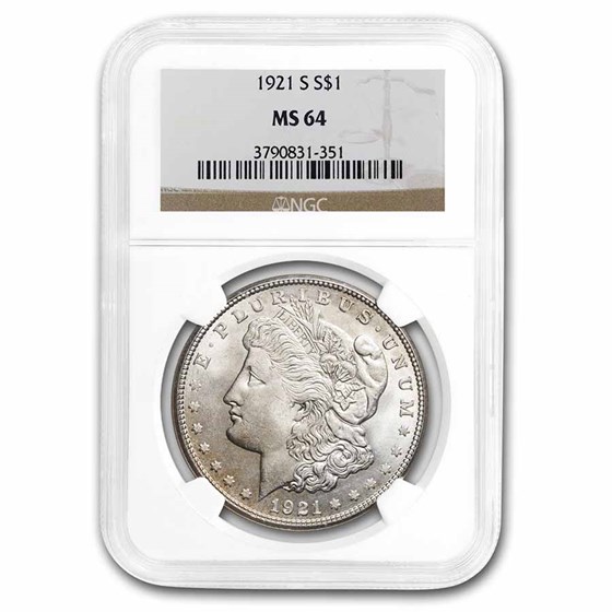 1921-S Morgan Dollar MS-64 NGC 1921-S Morgan Dollar MS-64 NGC