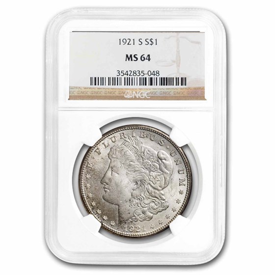 1921-S Morgan Dollar MS-64 NGC 1921-S Morgan Dollar MS-64 NGC