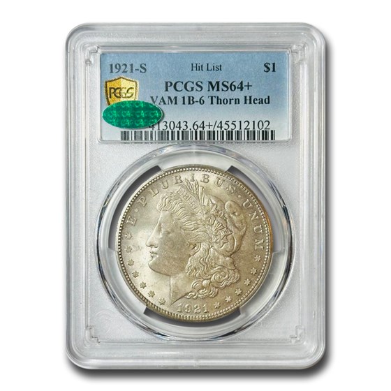 1921-S Morgan Dollar MS-64+ PCGS CAC (VAM-1B-6 Thorn Head)