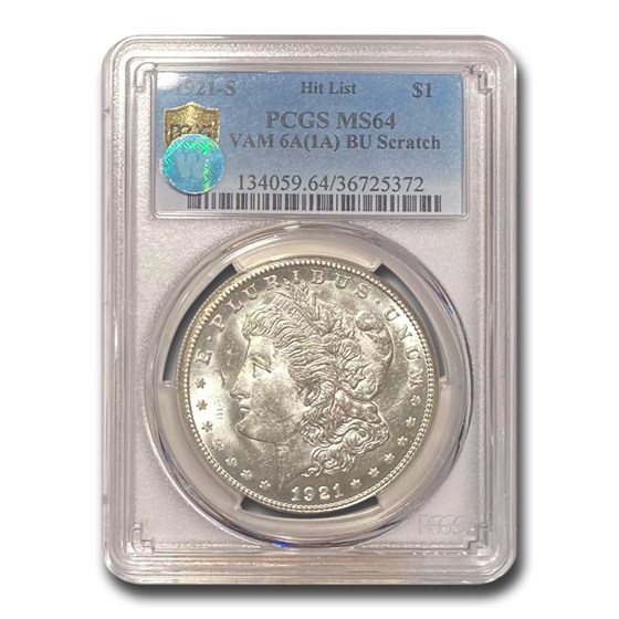 1921-S Morgan Dollar MS-64 PCGS (VAM 6A(1A) BU Scratch) 1921-S Morgan Dollar MS-64 PCGS (VAM 6A(1A) BU Scratch)
