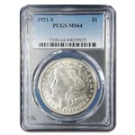 1921-S Morgan Dollar MS-64+ PCGS