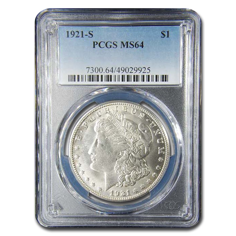 1921-S Morgan Dollar MS-64+ PCGS