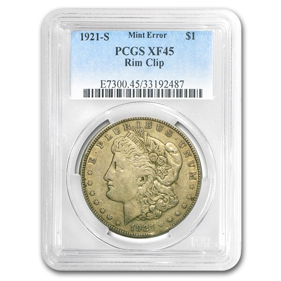 1921-S Morgan Dollar XF-45 PCGS (Rim Clip Mint Error) 1921-S Morgan Dollar XF-45 PCGS (Rim Clip Mint Error)