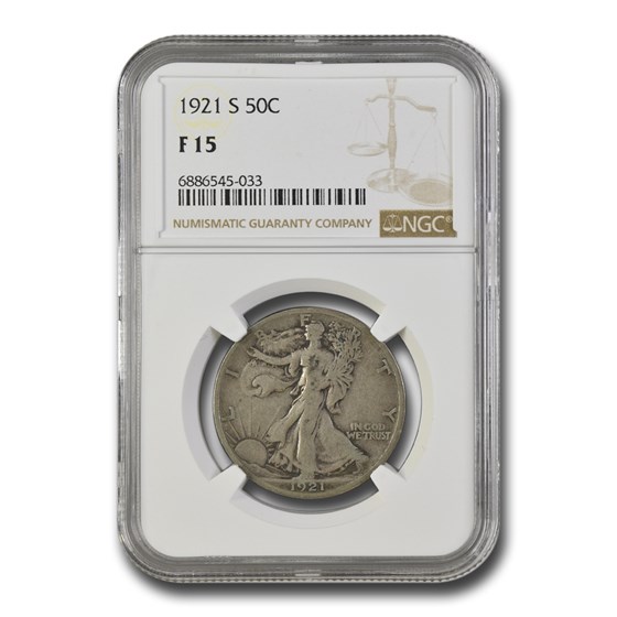 1921-S Walking Liberty Half Dollar Fine-15 NGC 1921-S Walking Liberty Half Dollar Fine-15 NGC