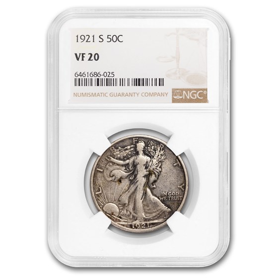 1921-S Walking Liberty Half Dollar VF-20 NGC 1921-S Walking Liberty Half Dollar VF-20 NGC