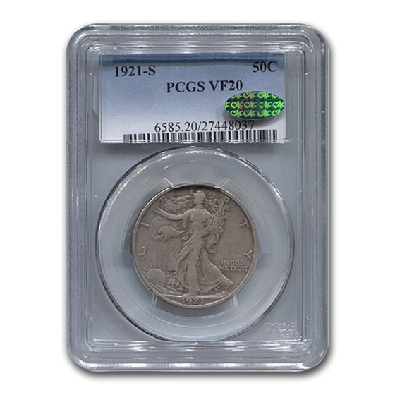 1921-S Walking Liberty Half Dollar VF-20 PCGS CAC 1921-S Walking Liberty Half Dollar VF-20 PCGS CAC