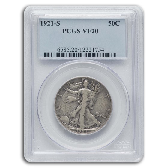 1921-S Walking Liberty Half Dollar VF-20 PCGS 1921-S Walking Liberty Half Dollar VF-20 PCGS