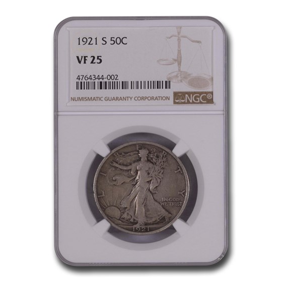 1921-S Walking Liberty Half Dollar VF-25 NGC 1921-S Walking Liberty Half Dollar VF-25 NGC
