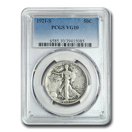 1921-S Walking Liberty Half Dollar VG-10 PCGS 1921-S Walking Liberty Half Dollar VG-10 PCGS