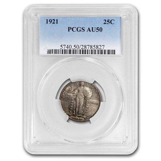 1921 Standing Liberty Quarter AU-50 PCGS 1921 Standing Liberty Quarter AU-50 PCGS
