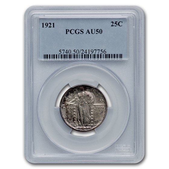 1921 Standing Liberty Quarter AU-50 PCGS 1921 Standing Liberty Quarter AU-50 PCGS