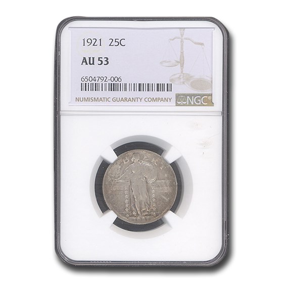 1921 Standing Liberty Quarter AU-53 NGC 1921 Standing Liberty Quarter AU-53 NGC