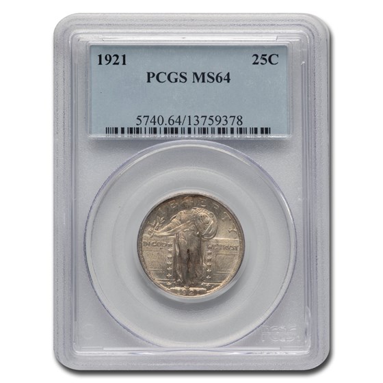 1921 Standing Liberty Quarter MS-64 PCGS 1921 Standing Liberty Quarter MS-64 PCGS
