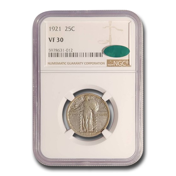 1921 Standing Liberty Quarter VF-30 NGC CAC 1921 Standing Liberty Quarter VF-30 NGC CAC