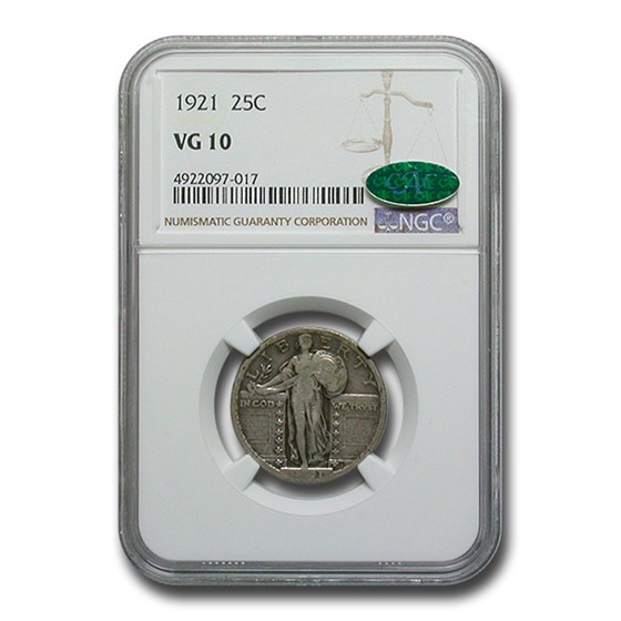 1921 Standing Liberty Quarter VG-10 NGC CAC 1921 Standing Liberty Quarter VG-10 NGC CAC