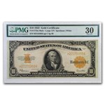 1922 $10 Gold Certificate Hillegas VF-30 PMG (Fr#1173)