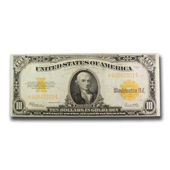 1922 $10 Gold Certificate Hillegas VF+ (Fr#1173) 1922 $10 Gold Certificate Hillegas VF+ (Fr#1173)