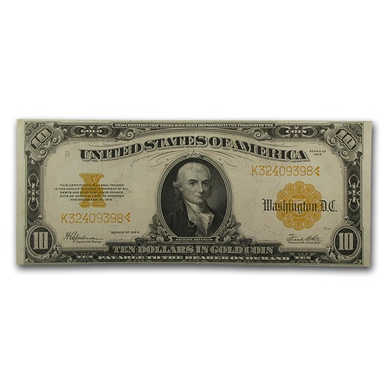 1922 $10 Gold Certificate Hillegas XF 1922 $10 Gold Certificate Hillegas XF
